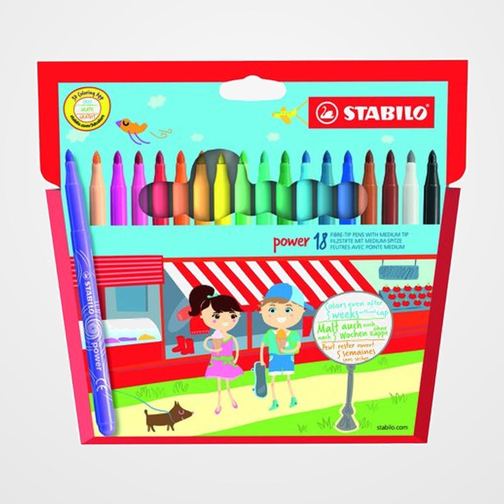 ROTULADOR FIBRA STABILO POWER 280 ESTUCHE de 18