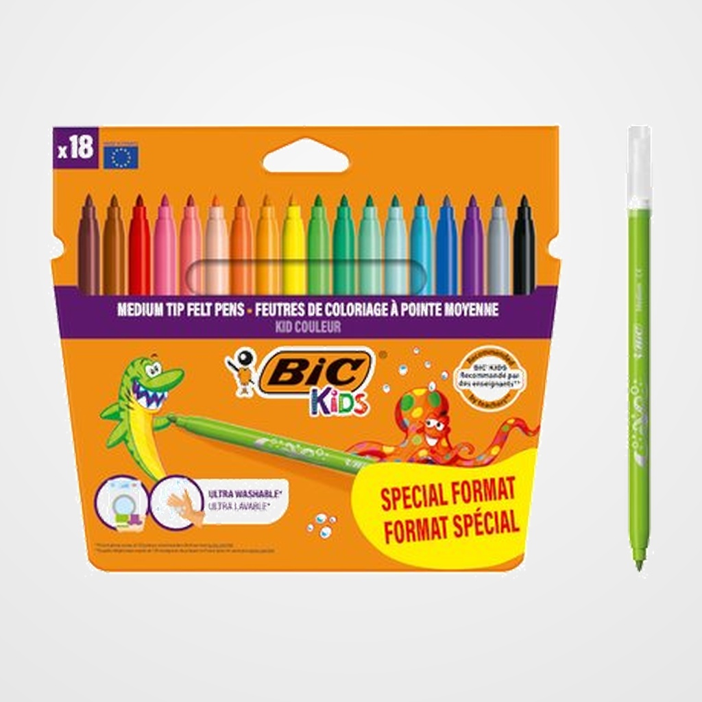 ROTULADOR FIBRA BIC KID COULEUR ESTUCHE de 18