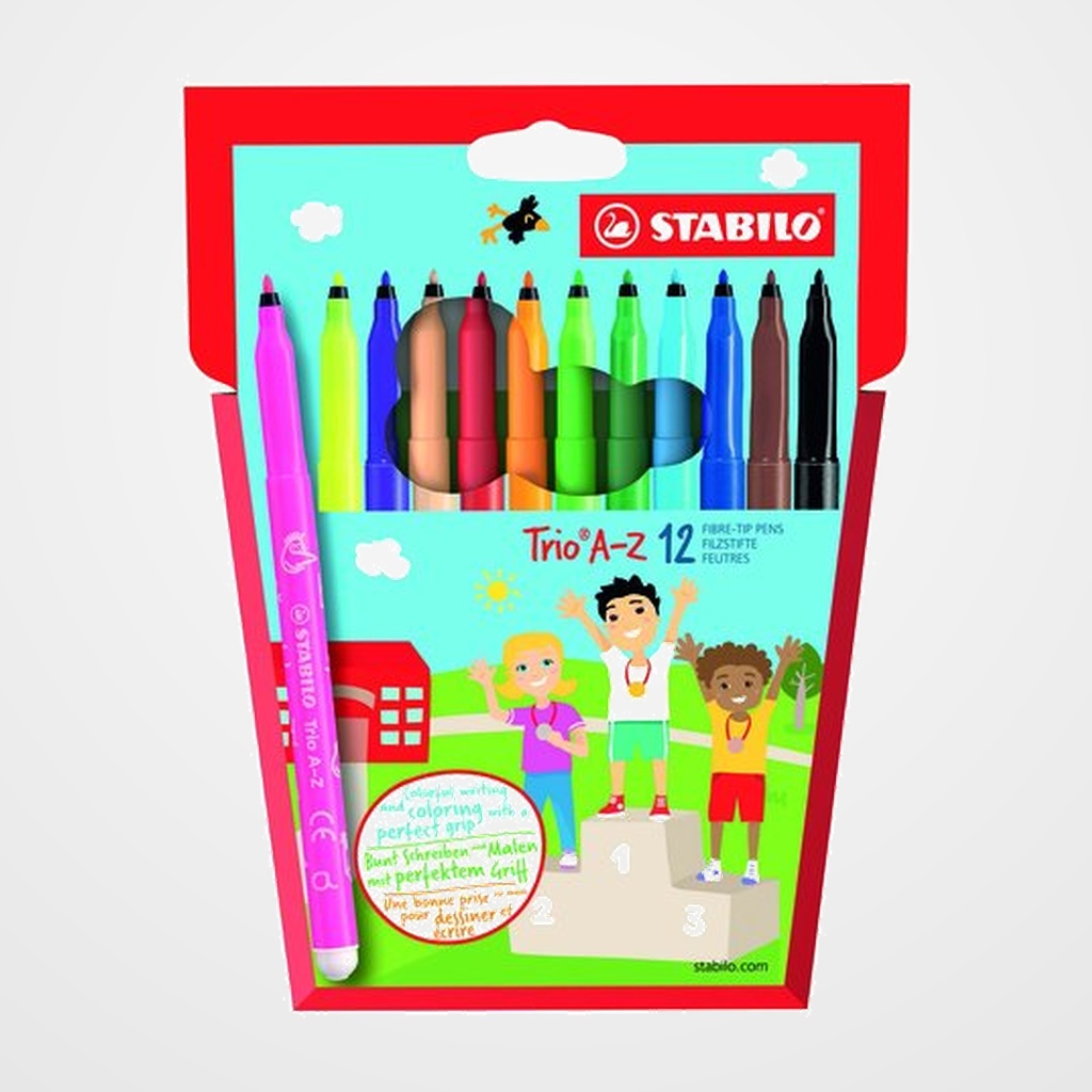 ROTULADOR FIBRA STABILO TRIO A-Z 378 ESTUCHE de 12