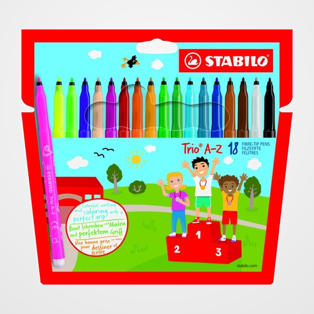 ROTULADOR FIBRA STABILO TRIO A-Z 378 ESTUCHE de 18