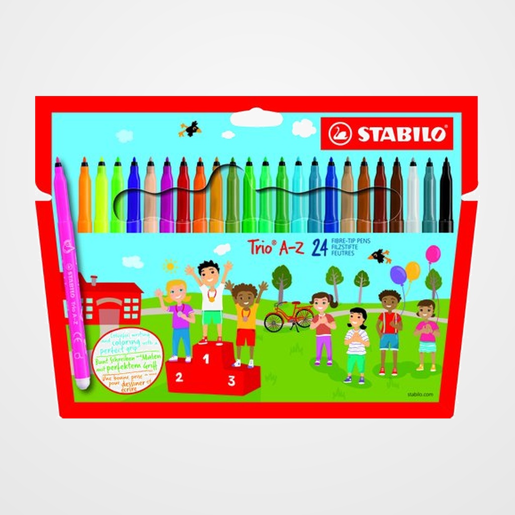 ROTULADOR FIBRA STABILO TRIO A-Z 378 ESTUCHE de 24