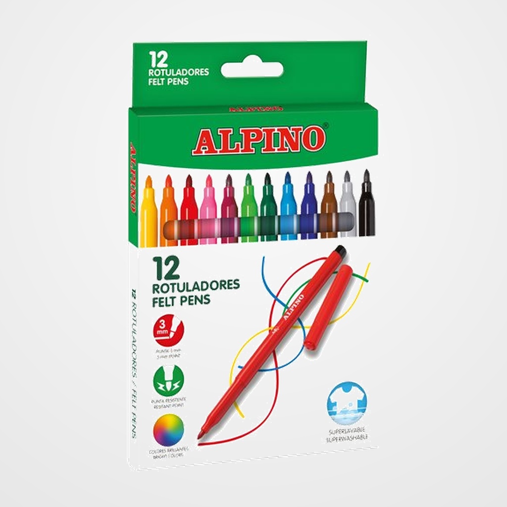 ROTULADOR FIBRA ALPINO STANDARD  ESTUCHE de 12