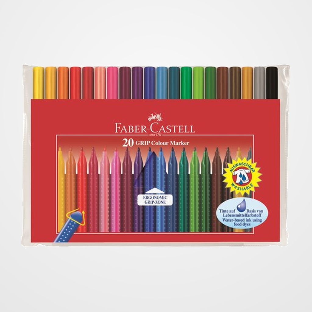 ROTULADOR FIBRA FABER-CASTELL GRIP 1553 BOLSA de 20