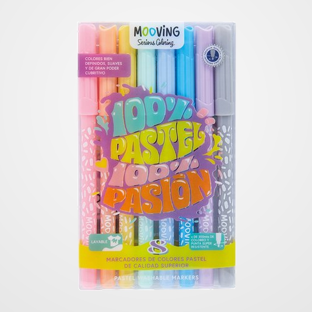 ROTULADOR FIBRA MOOVING COLORES PASTEL ESTUCHE de 8