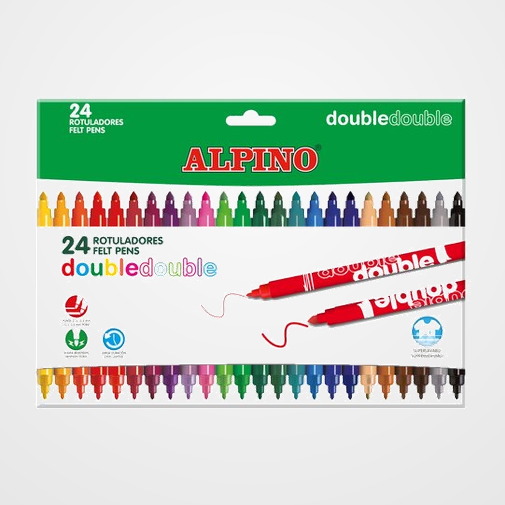ROTULADOR FIBRA ALPINO DOUBLE DOUBLE BOLSA de 24