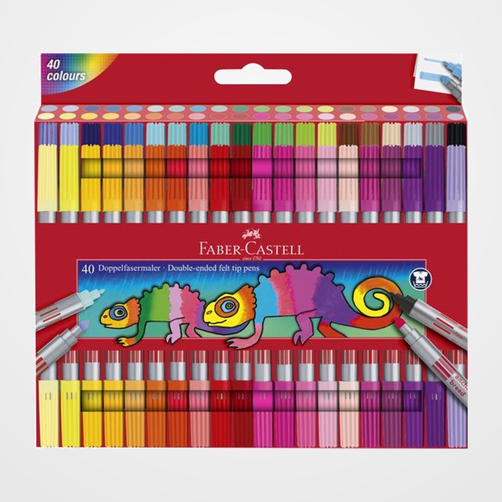 ROTULADOR FIBRA FABER-CASTELL DOBLE PUNTA CAJA de 40