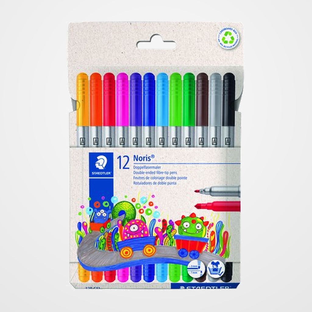 ROTULADOR FIBRA STAEDTLER  320 NORIS CLUB DOBLE PUNTA ESTUCHE de 12