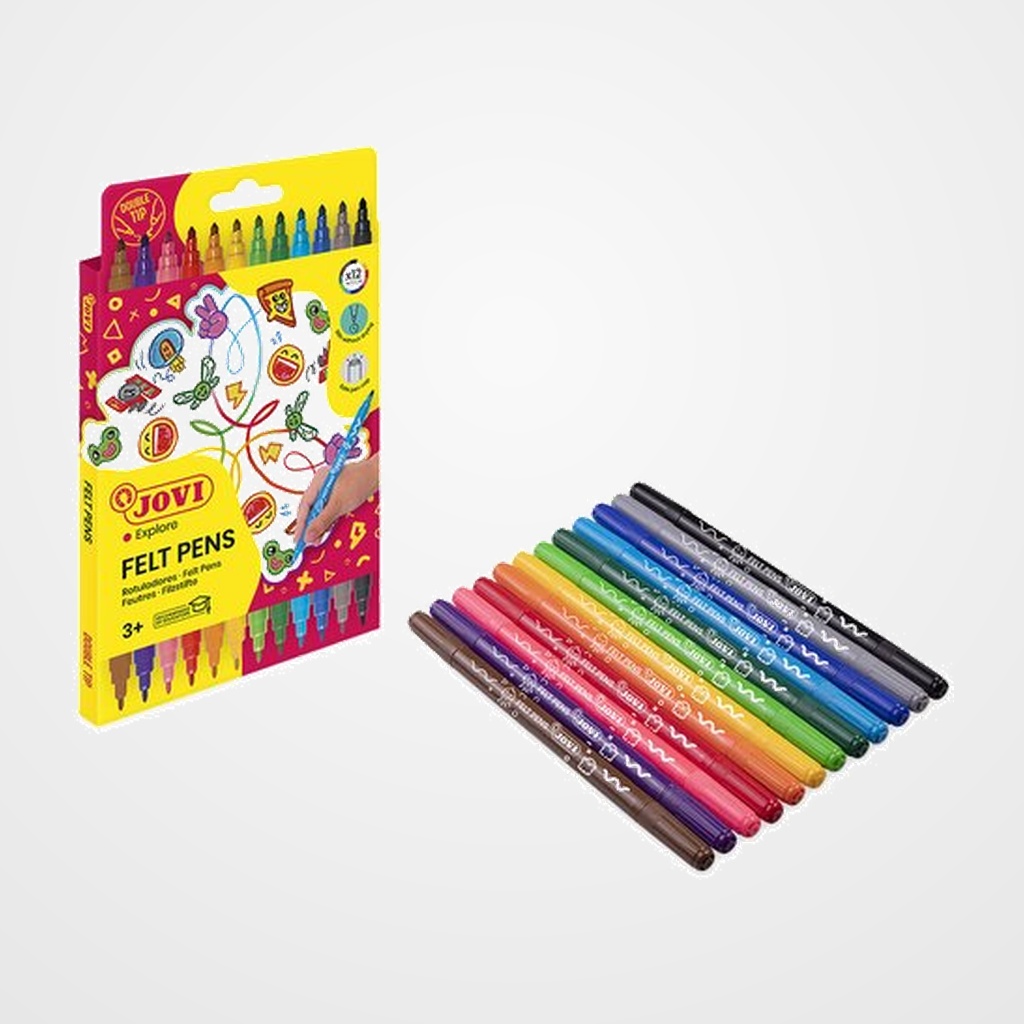 ROTULADOR JOVI DOBLE PUNTA ESTUCHE de 12 SURTIDO