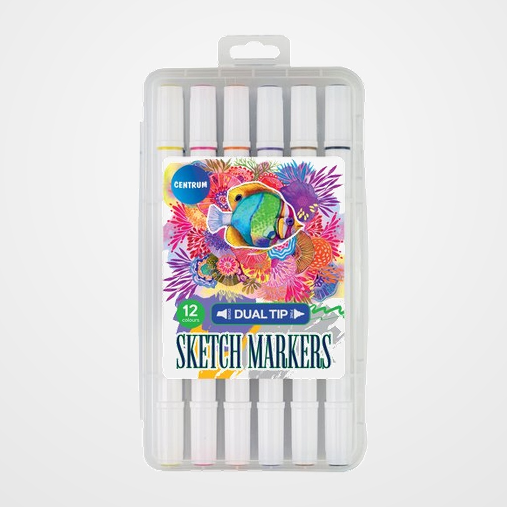 ROTULADOR CENTRUM MARKER PARA BOCETOS DOBLE PUNTA ESTUCHE de 12