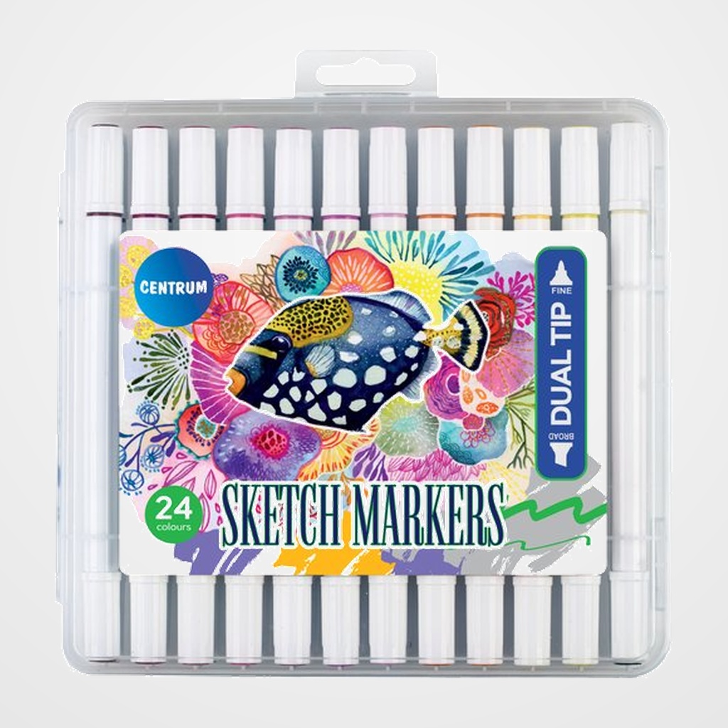 ROTULADOR CENTRUM MARKER PARA BOCETOS DOBLE PUNTA ESTUCHE de 24