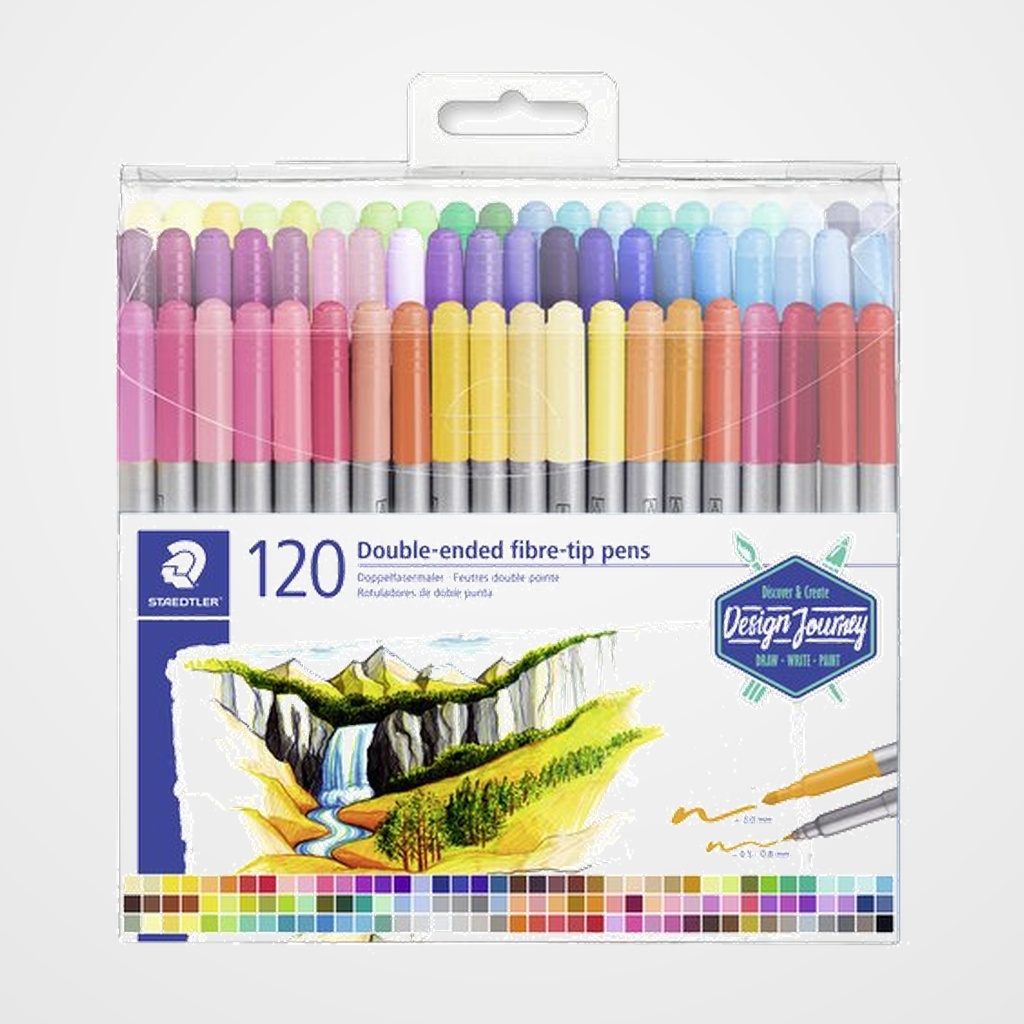 ROTULADOR FIBRA STAEDTLER 3200 DESIGN JOURNEY DOBLE PUNTA ESTUCHE de 120