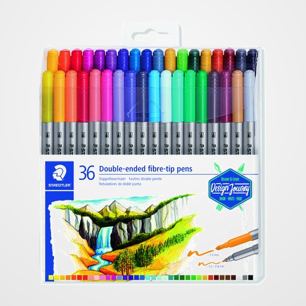 ROTULADOR FIBRA STAEDTLER 3200 DESIGN JOURNEY DOBLE PUNTA ESTUCHE de 36