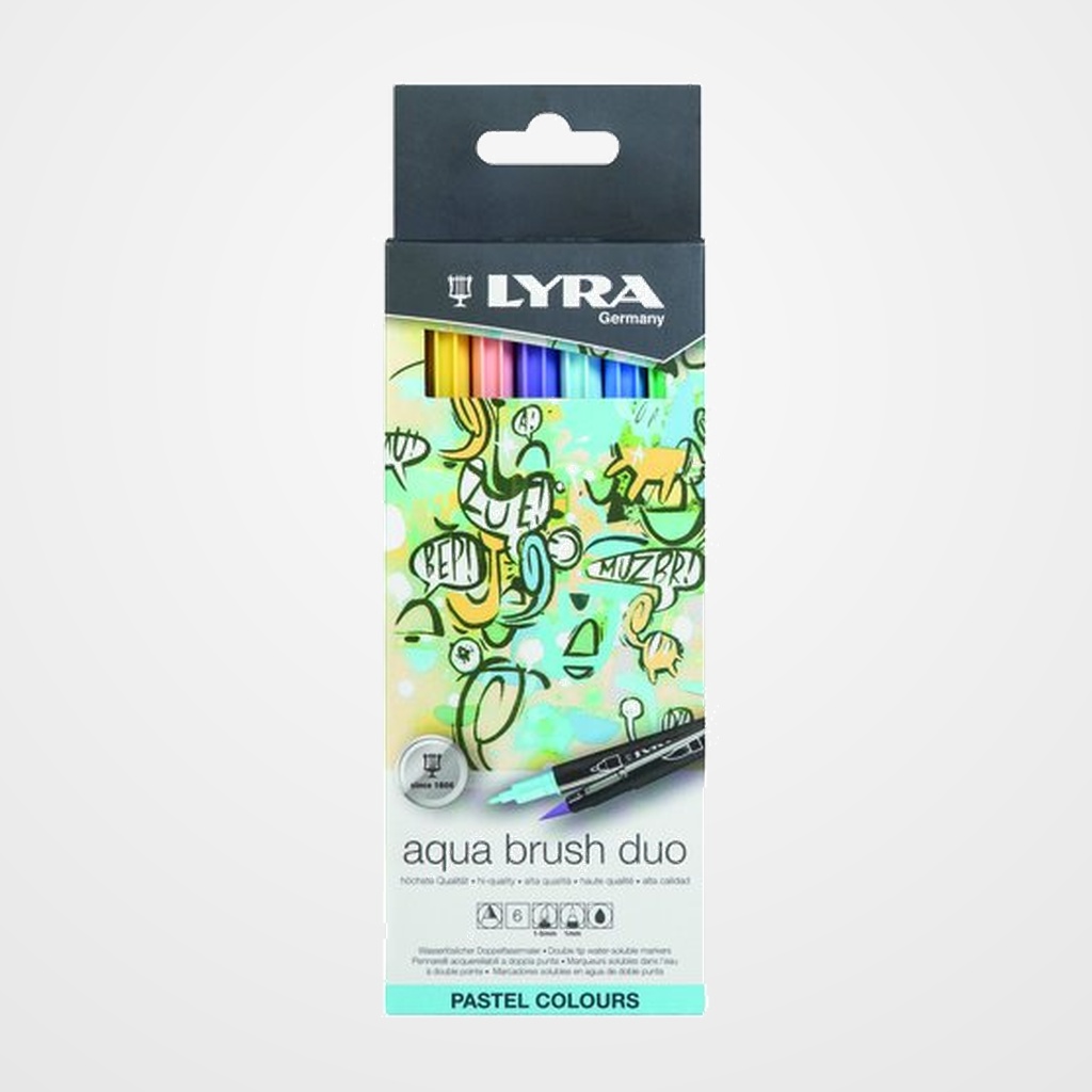 ROTULADOR LYRA AQUA BRUSH DUO TONOS PASTEL ESTUCHE de 6