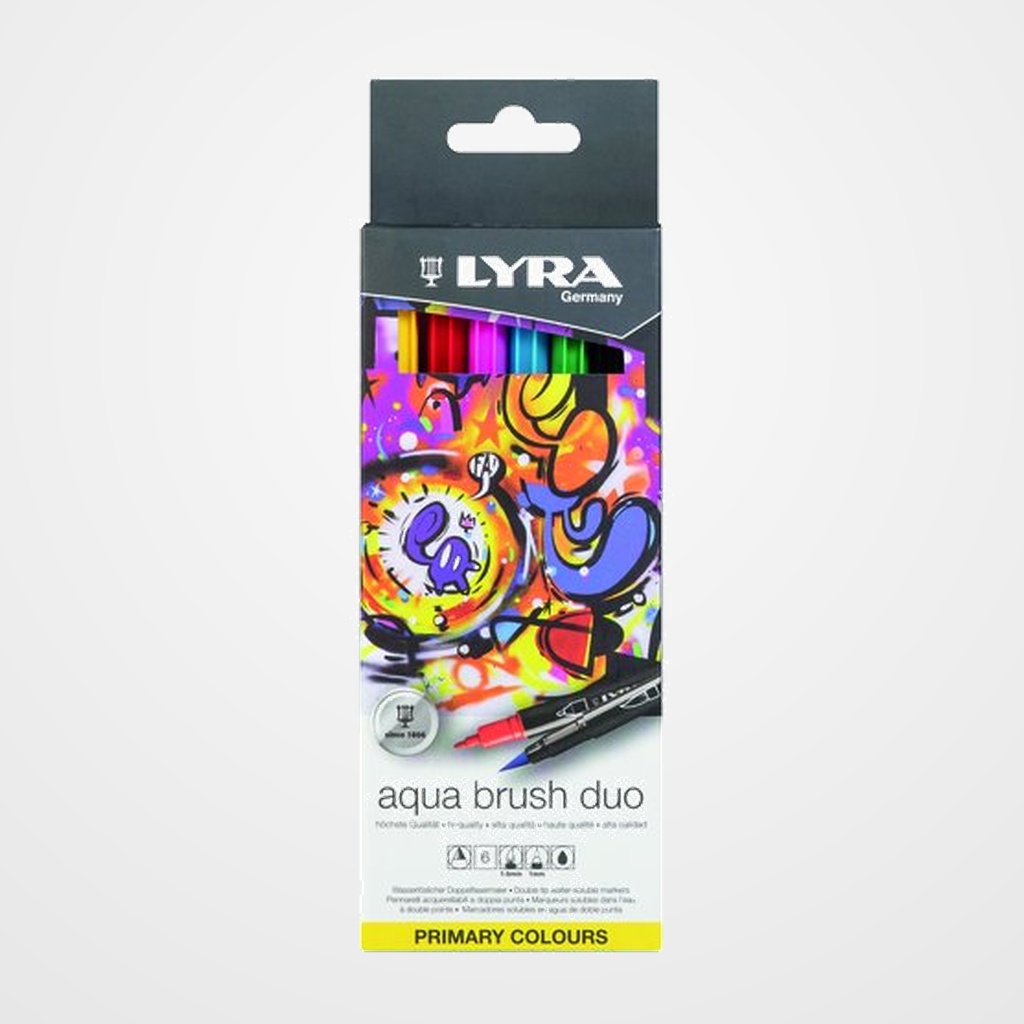 ROTULADOR LYRA AQUA BRUSH DUO TONOS PRIMARIOS ESTUCHE de 6