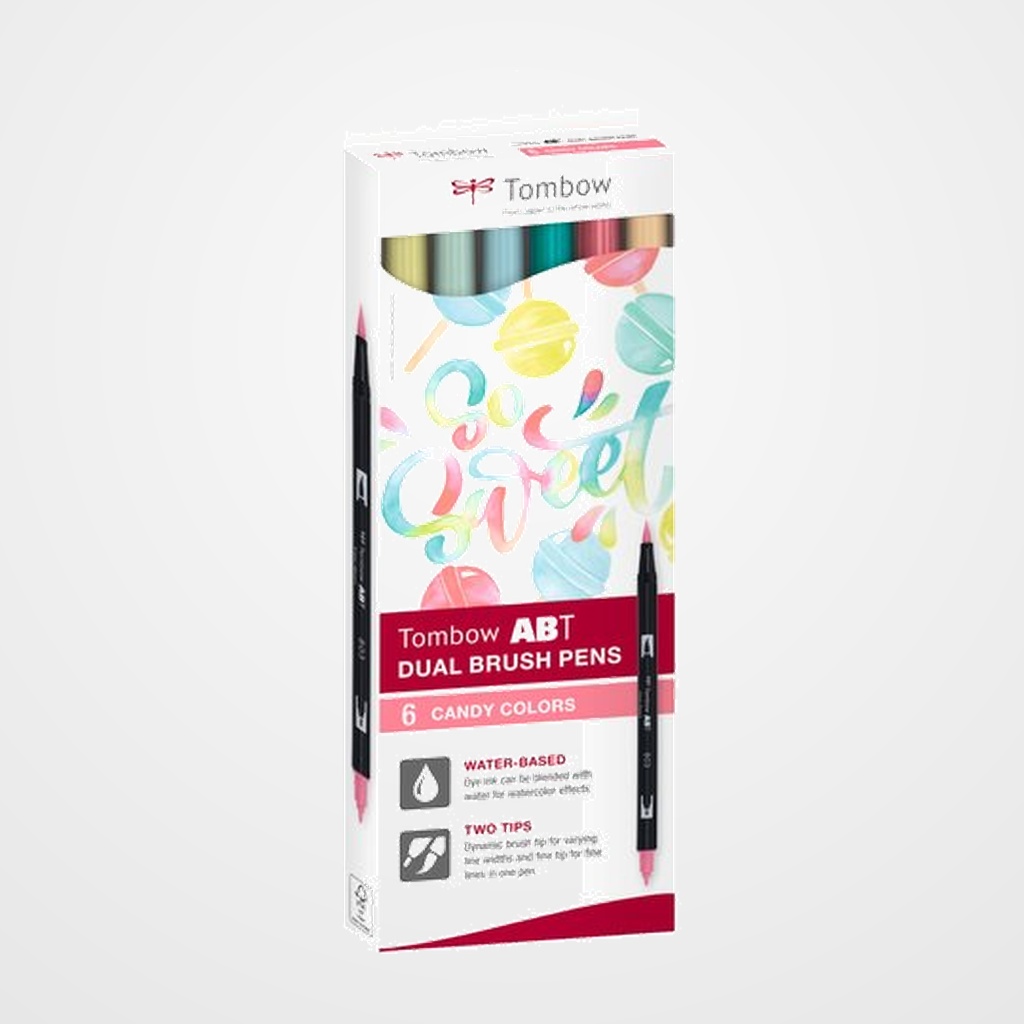 ROTULADOR TOMBOW DOBLE PUNTA PINCEL COLORES CANDY ESTUCHE de 6