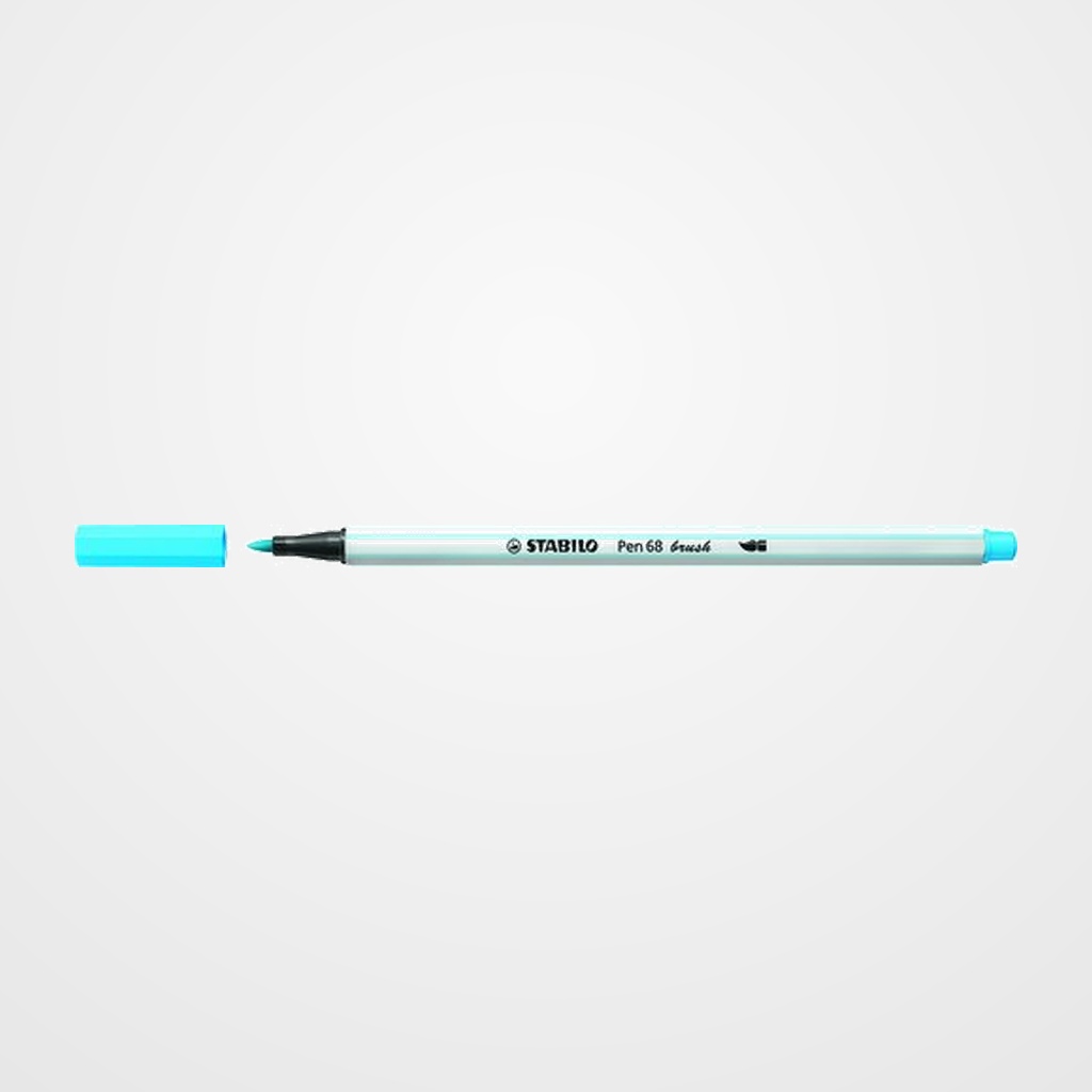 ROTULADOR FIBRA STABILO PEN 68 BRUSH PUNTA PINCEL AZUL FLUORESCENTE