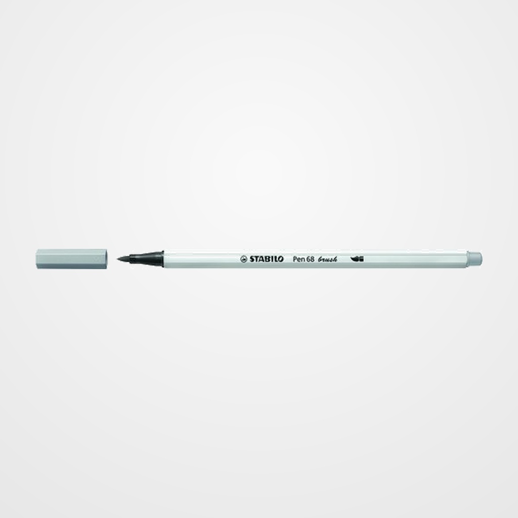 ROTULADOR FIBRA STABILO PEN 68 BRUSH PUNTA PINCEL GRIS CLARO