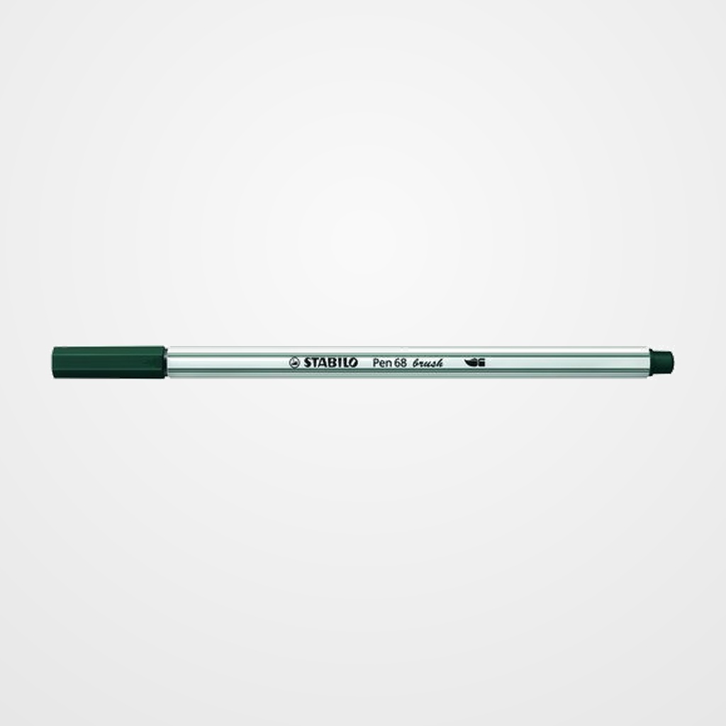 ROTULADOR FIBRA STABILO PEN 68 BRUSH PUNTA PINCEL VERDE TIERRA