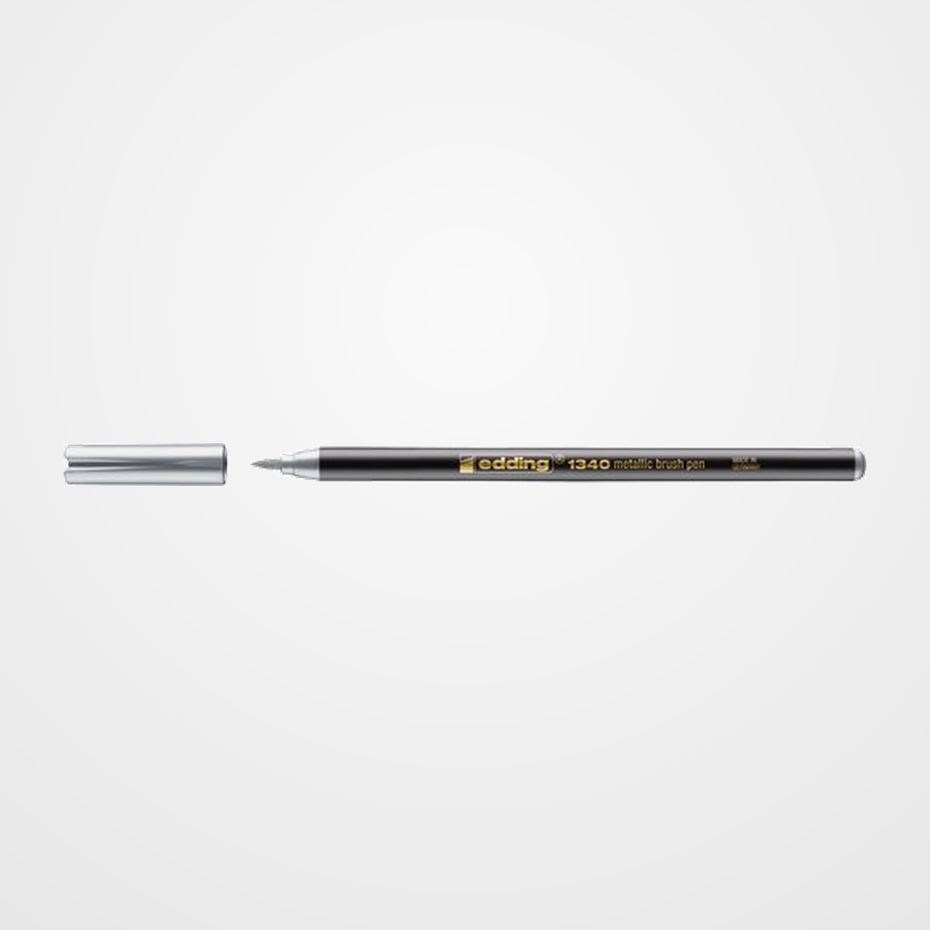 ROTULADOR FIBRA EDDING 1340 BRUSHPEN METALLIC PLATA