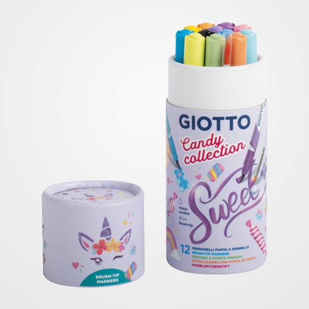 ROTULADOR FIBRA GIOTTO TURBO SOFT BRUSH CANDY COLLECTION ESTUCHE DE 12