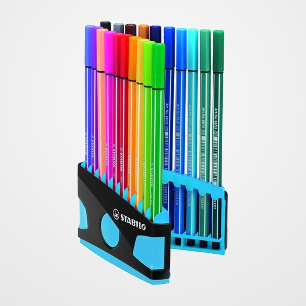 ROTULADOR FIBRA STABILO PEN 68 COLOR PARADE ANTRACITA/AZUL CLARO ESTUCHE de 20
