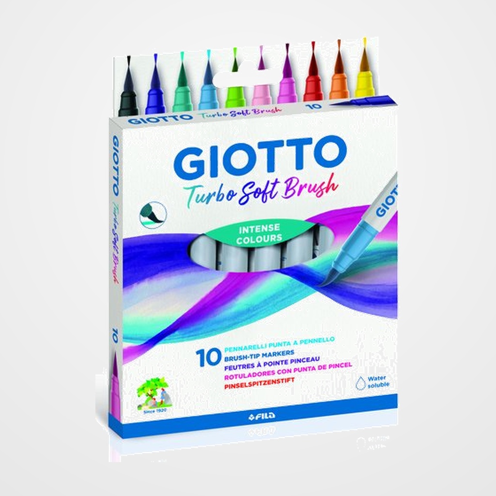 ROTULADOR FIBRA GIOTTO TURBO SOFT BRUSH ESTUCHE DE 10