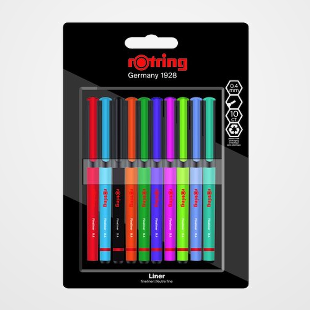 ROTULADOR FIBRA ROTRING FINELINER BLISTER de 10