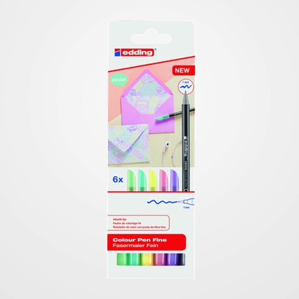 ROTULADOR FIBRA EDDING 1200  PASTEL ESTUCHE de 6