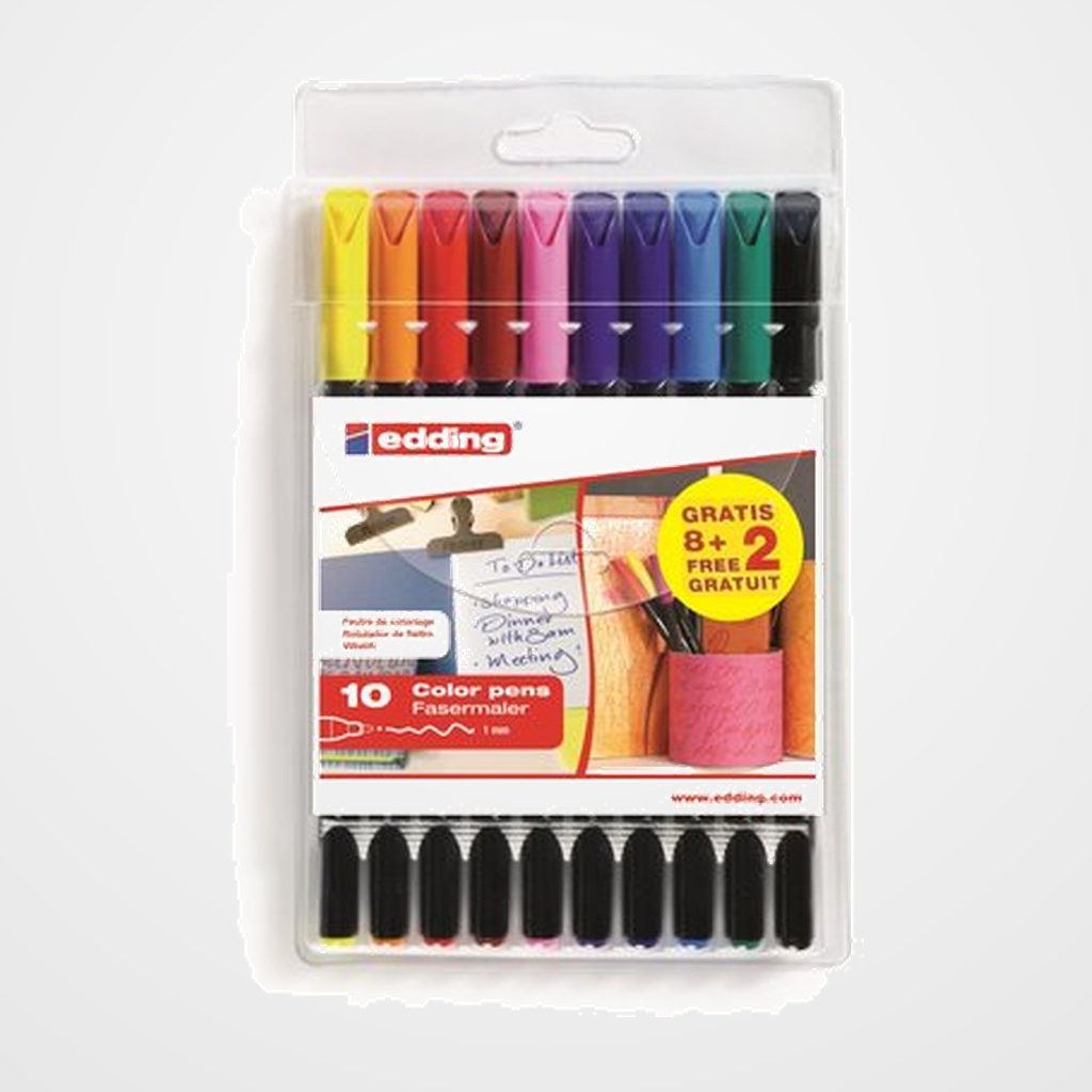ROTULADOR FIBRA EDDING 1200 BLISTER DE 8+2 SURTIDOS
