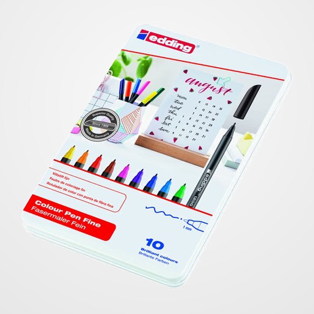 ROTULADOR FIBRA EDDING 1200 CAJA de METAL de 10