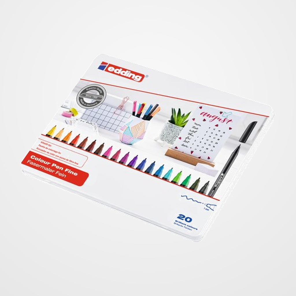 ROTULADOR FIBRA EDDING 1200 CAJA de METAL de 20