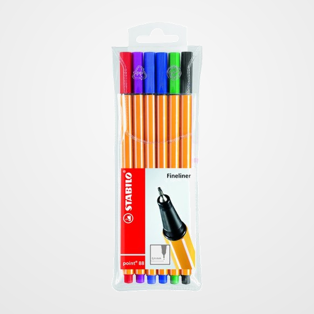 ROTULADOR FIBRA STABILO POINT 88 ESTUCHE de  6