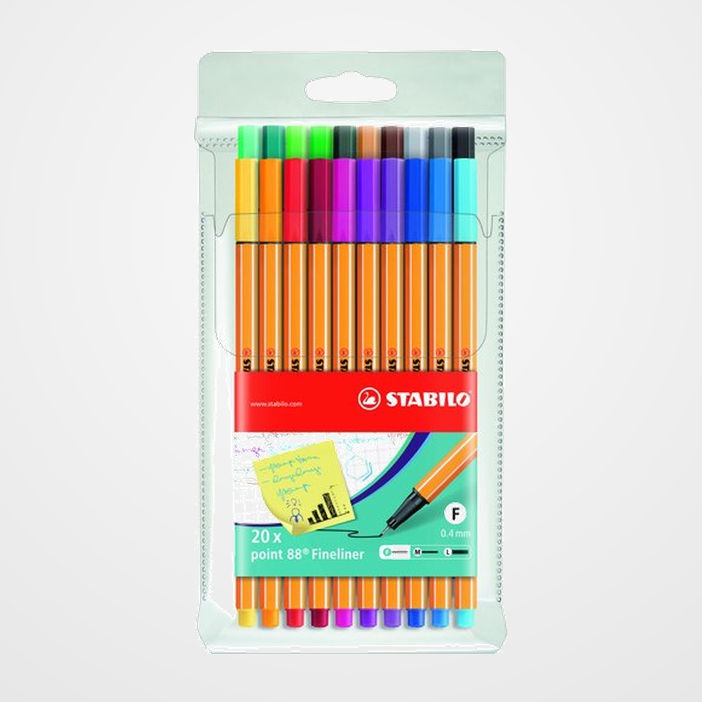 ROTULADOR FIBRA STABILO POINT 88 ESTUCHE de 20