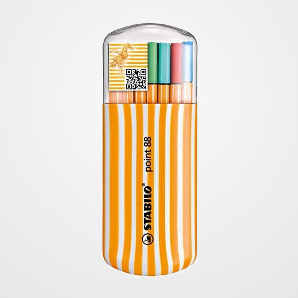 ROTULADOR FIBRA STABILO POINT 88 ESTUCHE de 20 ZEBRUI