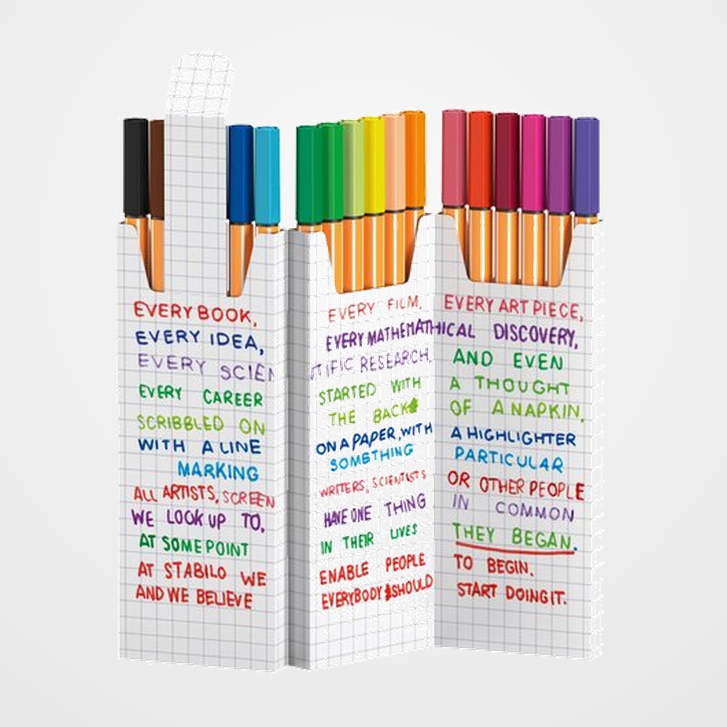 ROTULADOR FIBRA STABILO POINT 88 ESTUCHE ZIG-ZAG de 18