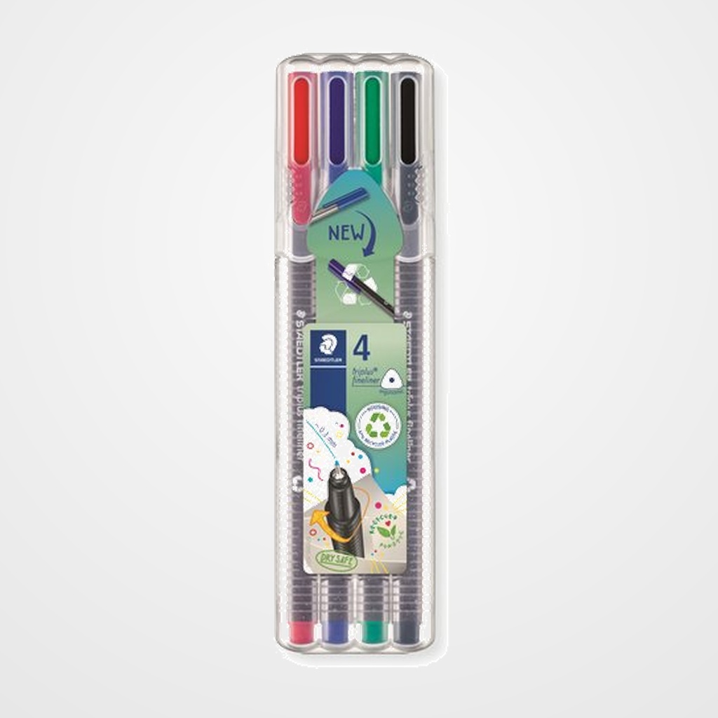 ROTULADOR FIBRA STAEDTLER  334 TRIPLUS FINELINER BOX de  4