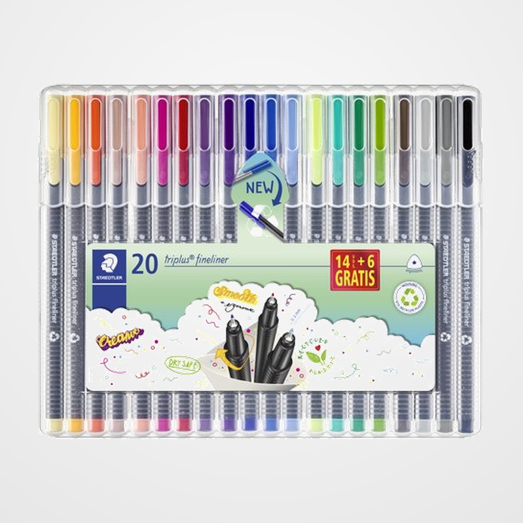 ROTULADOR FIBRA STAEDTLER  334 TRIPLUS FINELINER BOX de 20