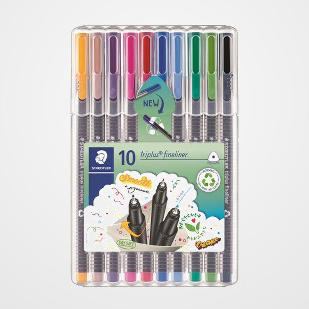 ROTULADOR FIBRA STAEDTLER  334 TRIPLUS FINELINER ESTUCHE de 10