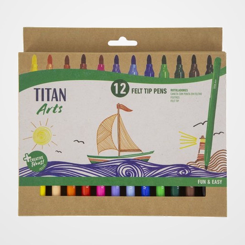 ROTULADOR FIBRA TITAN ARTS CREATIVE CAJA de 12