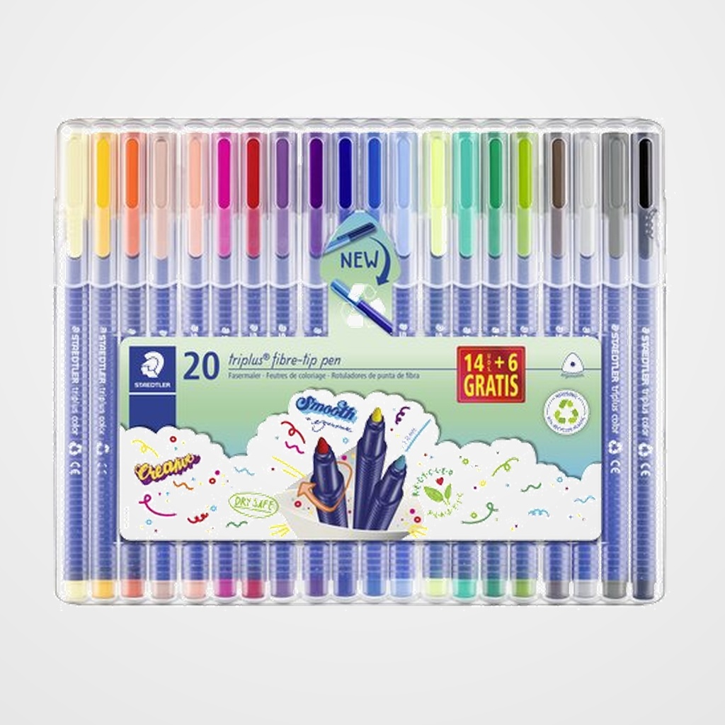 ROTULADOR FIBRA STAEDTLER  323 TRIPLUS COLOR BOX de 20