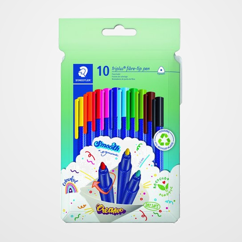 ROTULADOR FIBRA STAEDTLER  323 TRIPLUS COLOR CAJA de 10