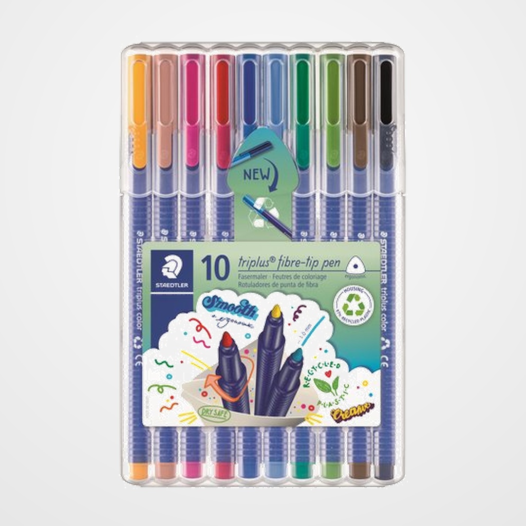ROTULADOR FIBRA STAEDTLER  323 TRIPLUS COLOR ESTUCHE de 10