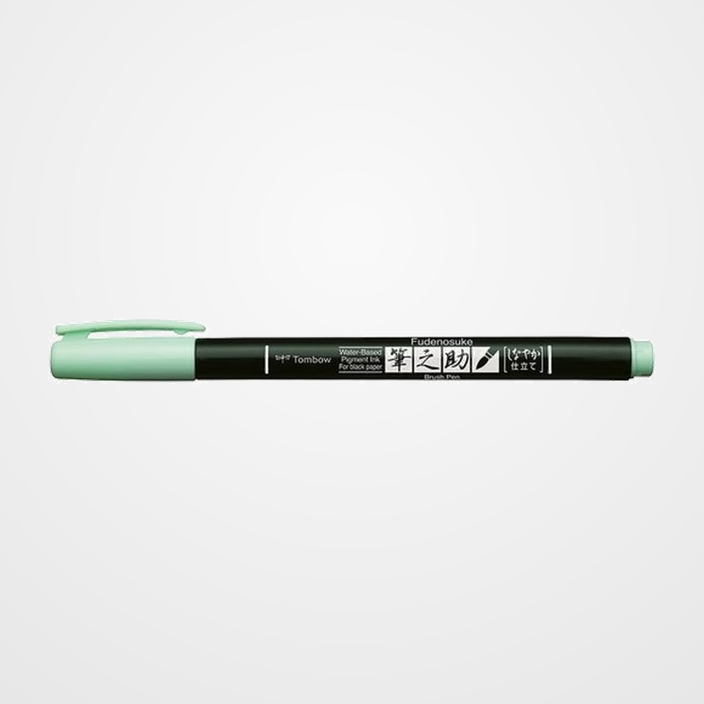 ROTULADOR TOMBOW CALIGRAFIA FUDENOSUKE PUNTA PINCEL PASTEL VERDE CLARO