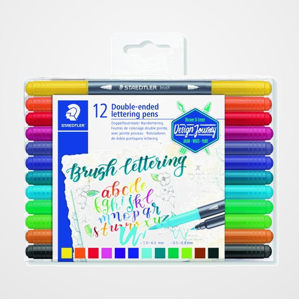 ROTULADOR FIBRA STAEDTLER 3004 DESIGN JOURNEY DOBLE PUNTA LETTERING ESTUCHE de 12