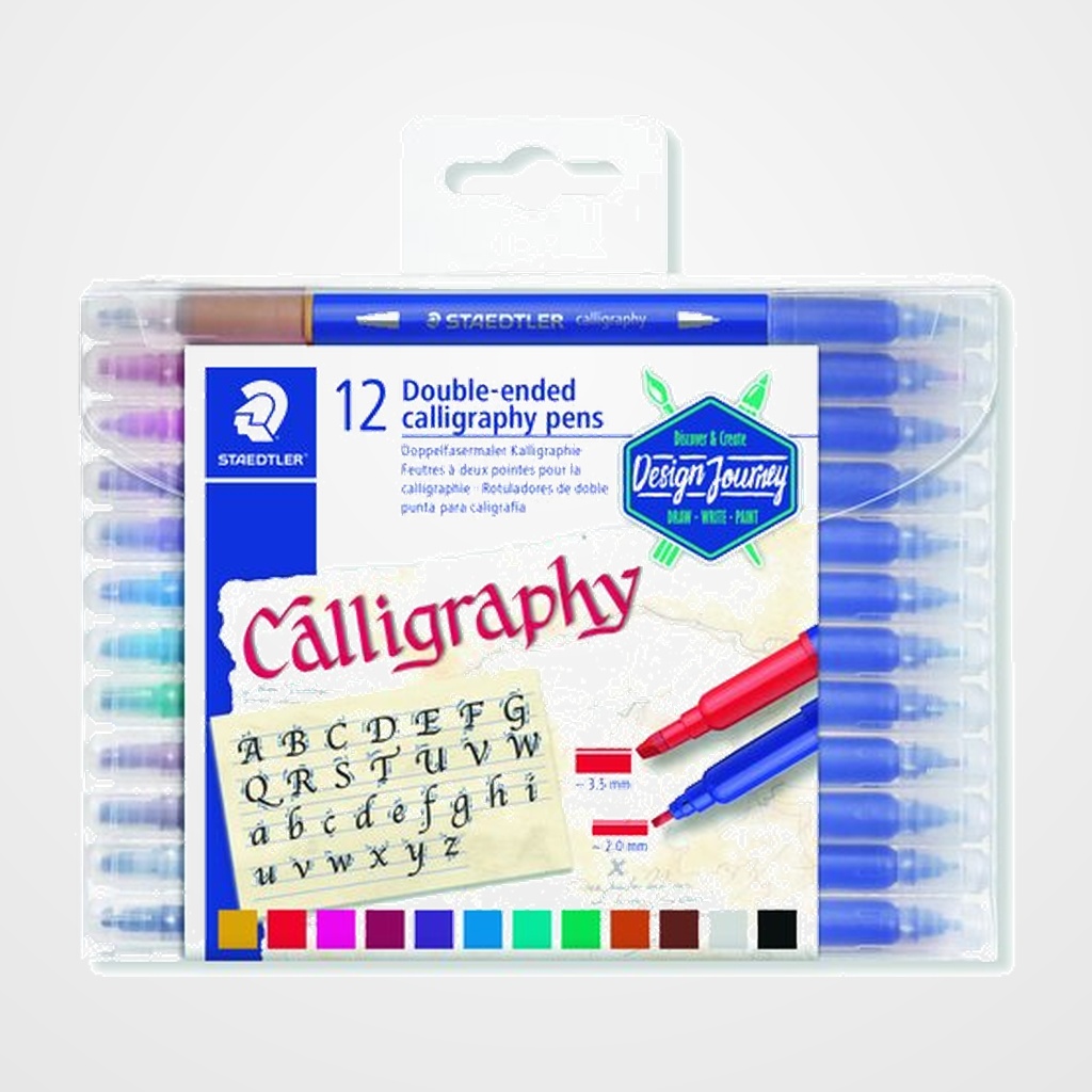 ROTULADOR FIBRA STAEDTLER 3005 DESIGN JOURNEY DOBLE PUNTA CALIGRAFIA ESTUCHE de 12