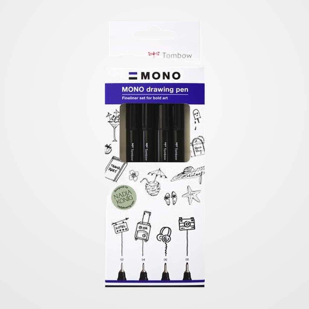 ROTULADOR CALIBRADO TOMBOW MONO DRAWING PEN PUNTA FINA NEGRO PACK DE 4 (02, 04, 06, 08)