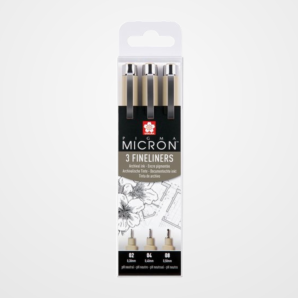 ROTULADOR SAKURA CALIBRADO MICRON (0.2, 0.4, 0.8 mm) CAJA de 3