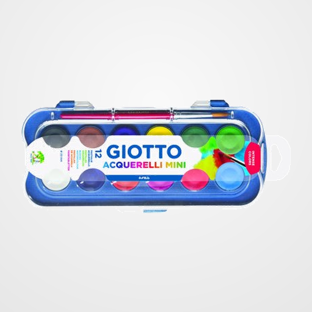 ACUARELAS GIOTTO MINI 23mm ESTUCHE 12 + PINCEL