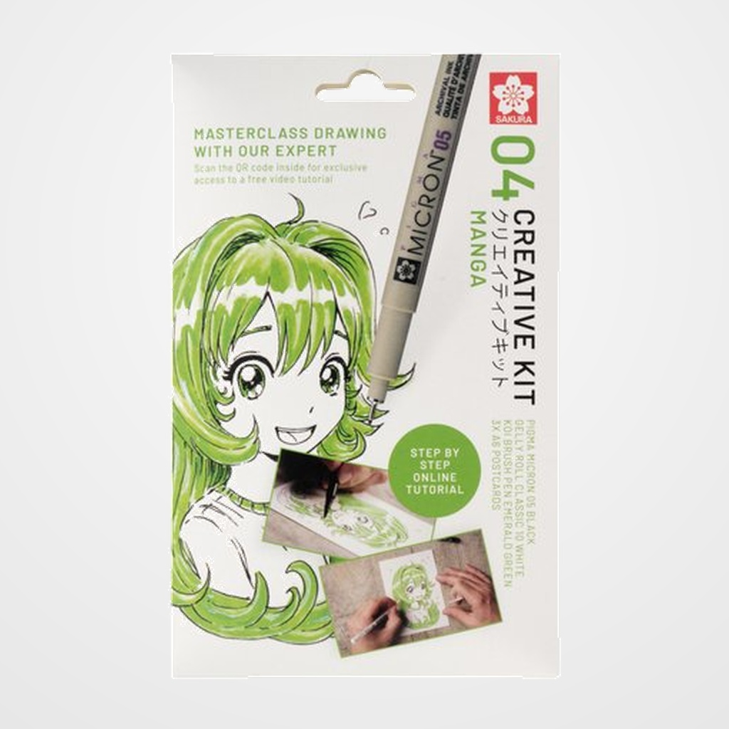 SET CREATIVO SAKURA ART KIT MANGA (Pigma Micron 05 negro + Gelly Roll + Koi coloring + 3 postales A6 con video tutorial)