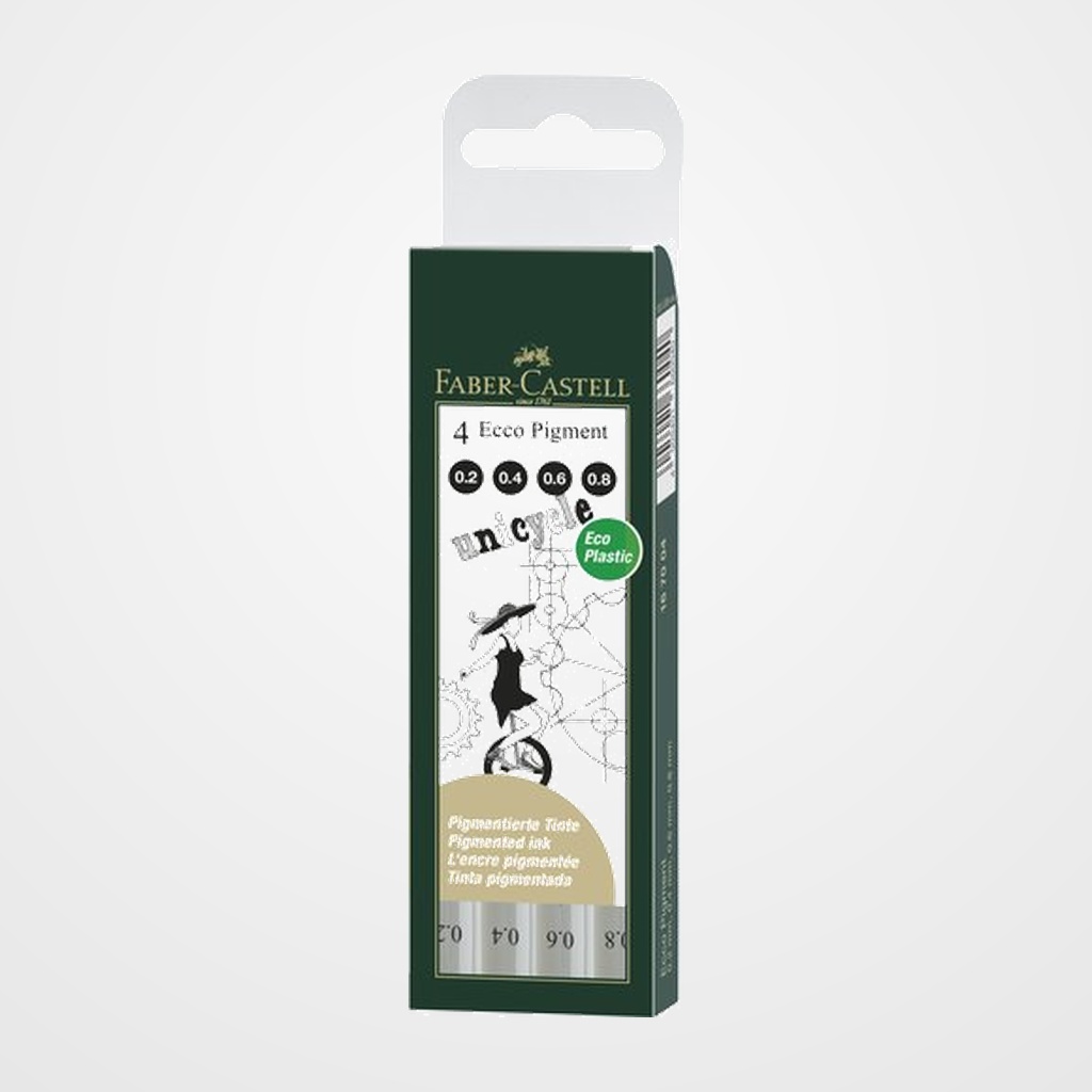 ROTULADOR CALIBRADO FABER-CASTELL ECCO PIGMENT BOLSA de 4 (0,2 - 0,4 - 0,6 - 0,8 mm)